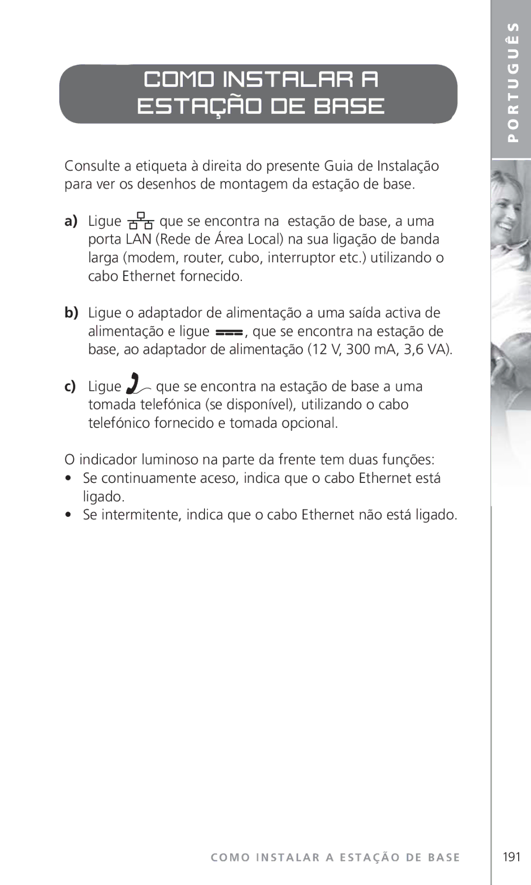 Topcom 6000 manual Como instalar a estação de base 