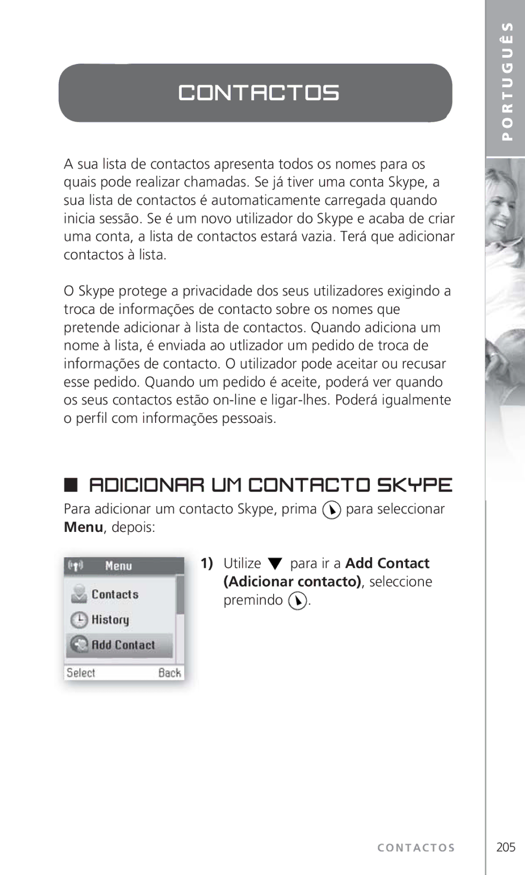 Topcom 6000 manual Adicionar um contacto Skype, Adicionar contacto, seleccione 