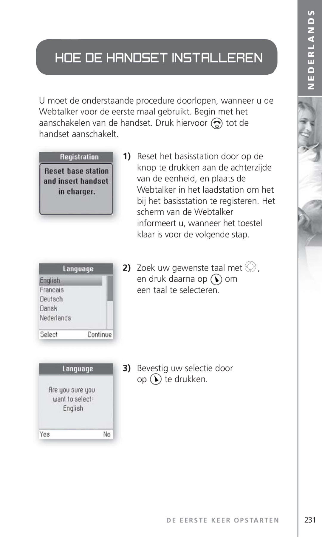 Topcom 6000 manual Hoe de handset installeren 