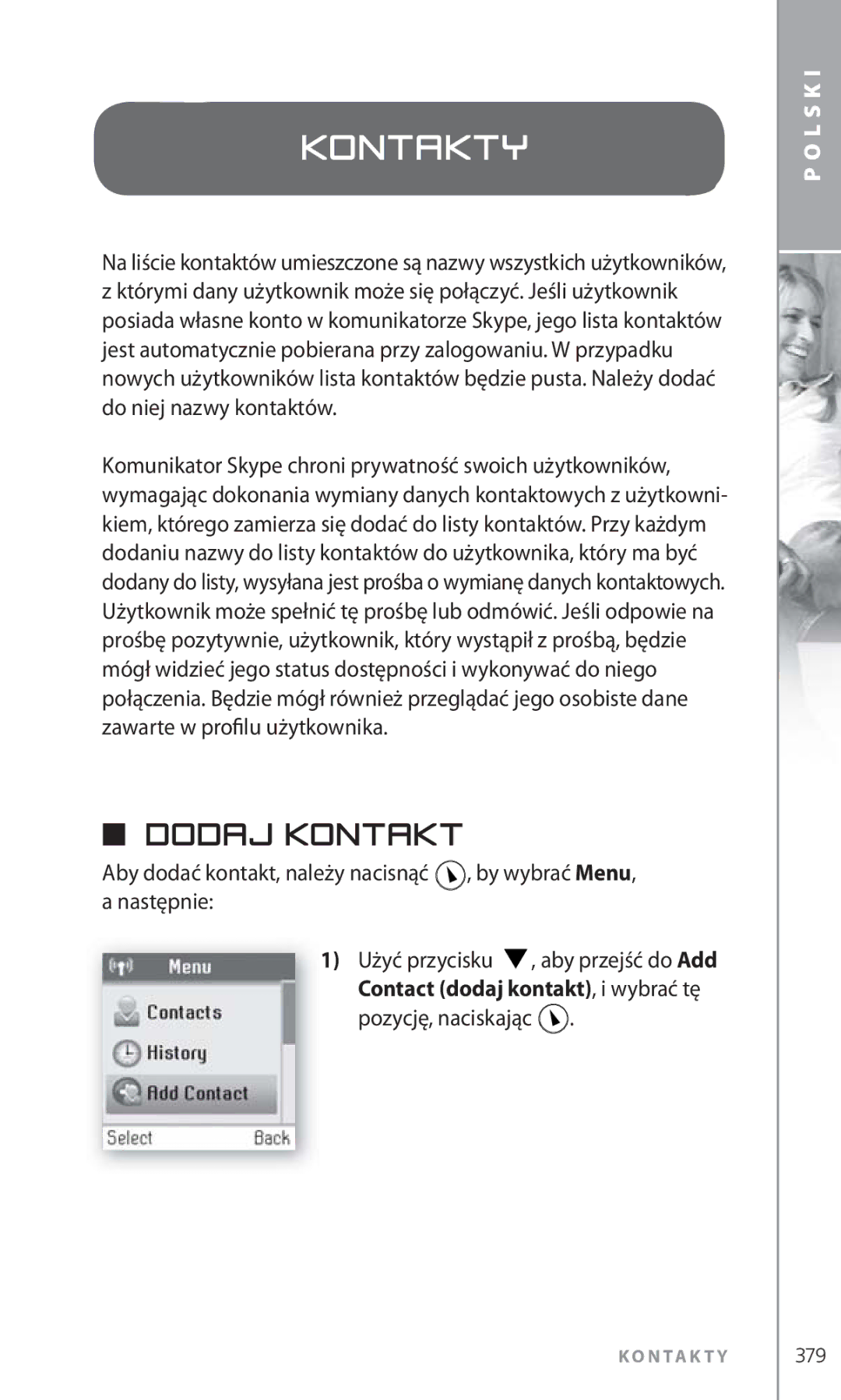 Topcom 6000 manual Kontakty, Dodaj kontakt 