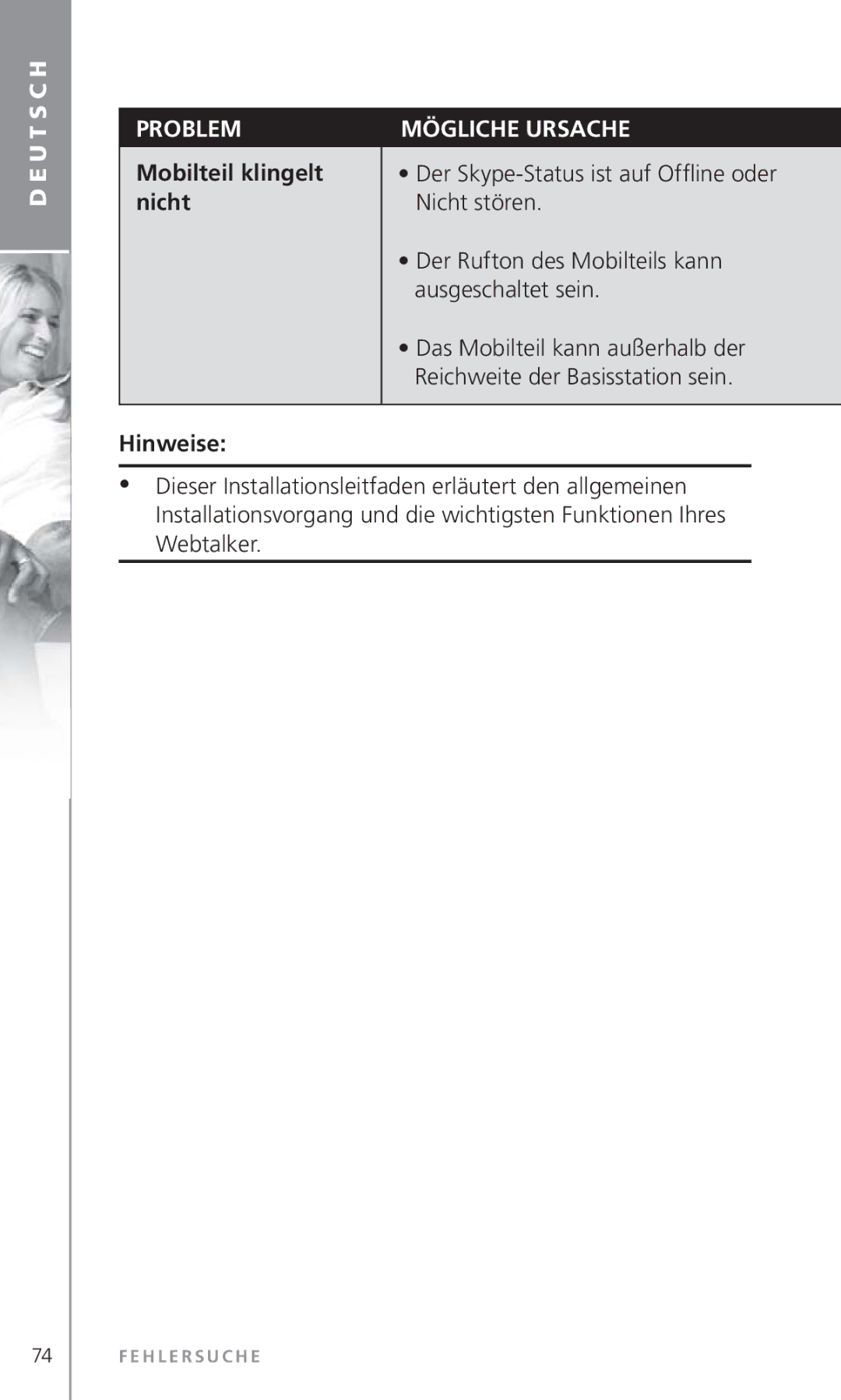 Topcom 6000 manual Mobilteil klingelt, Nicht 