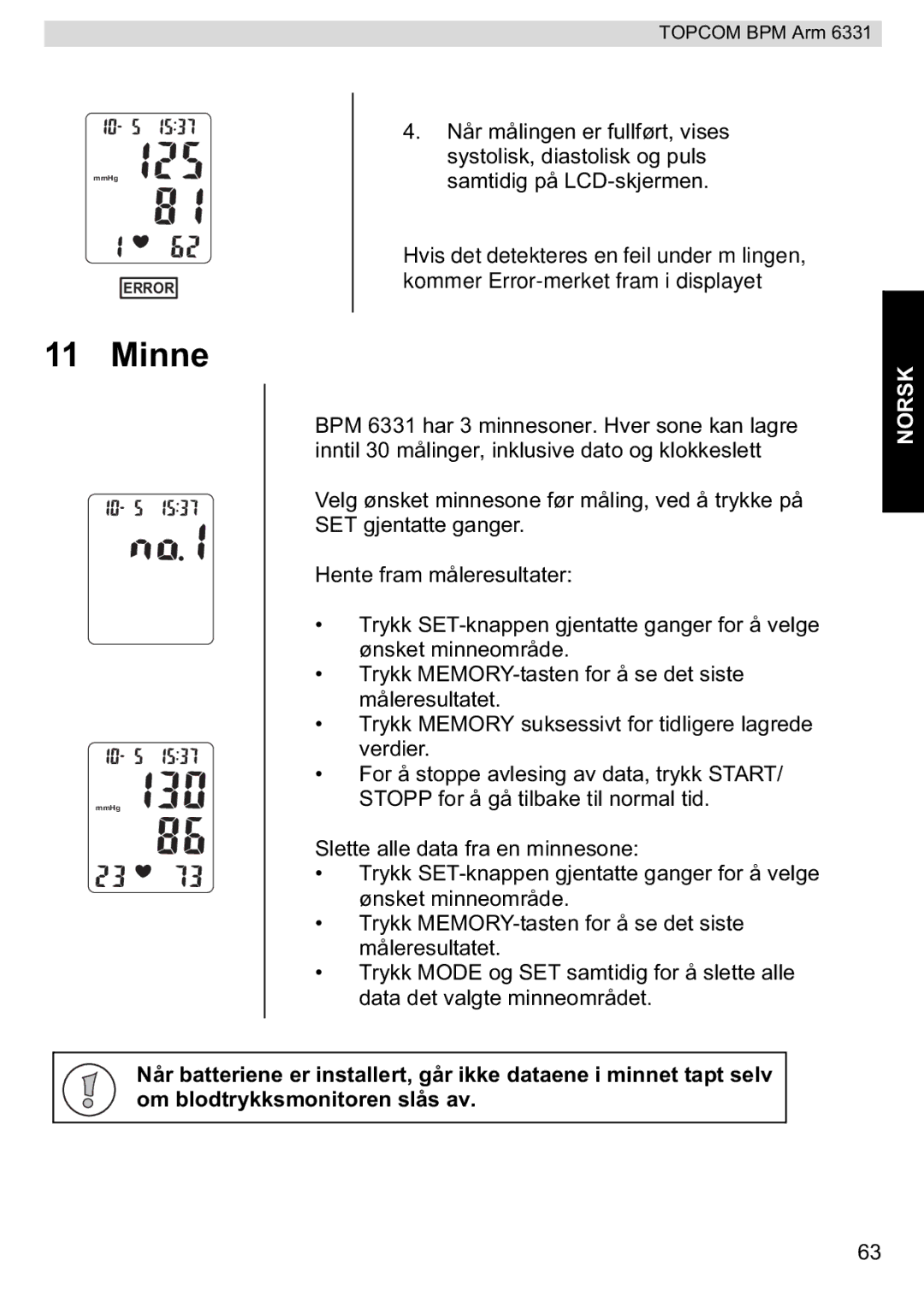 Topcom 6331 manual Minne 