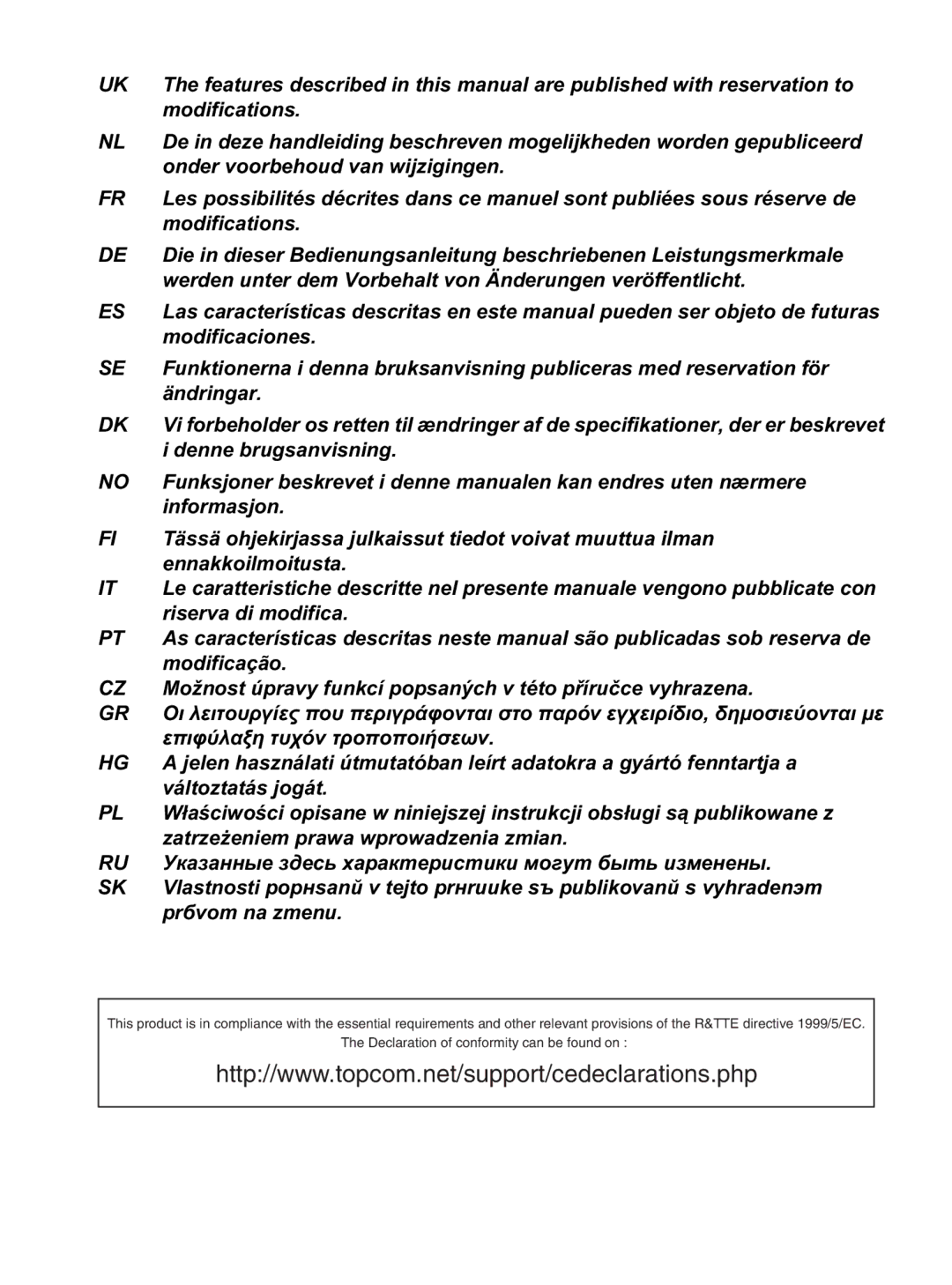 Topcom 6800 manual do utilizador 