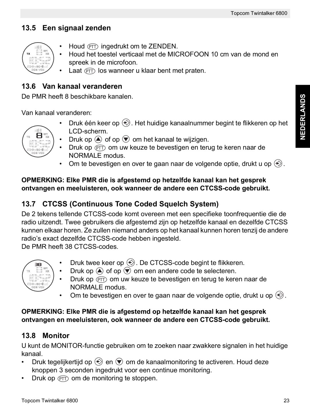 Topcom 6800 manual do utilizador Een signaal zenden, Van kanaal veranderen 