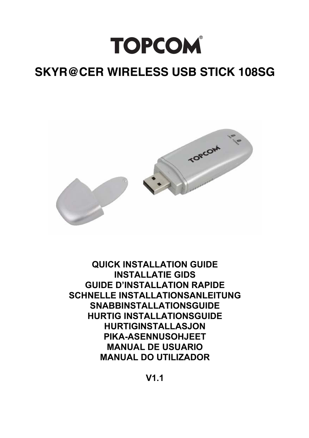 Topcom 8144827 manual do utilizador SKYR@CER Wireless USB Stick 108SG, V1.1 