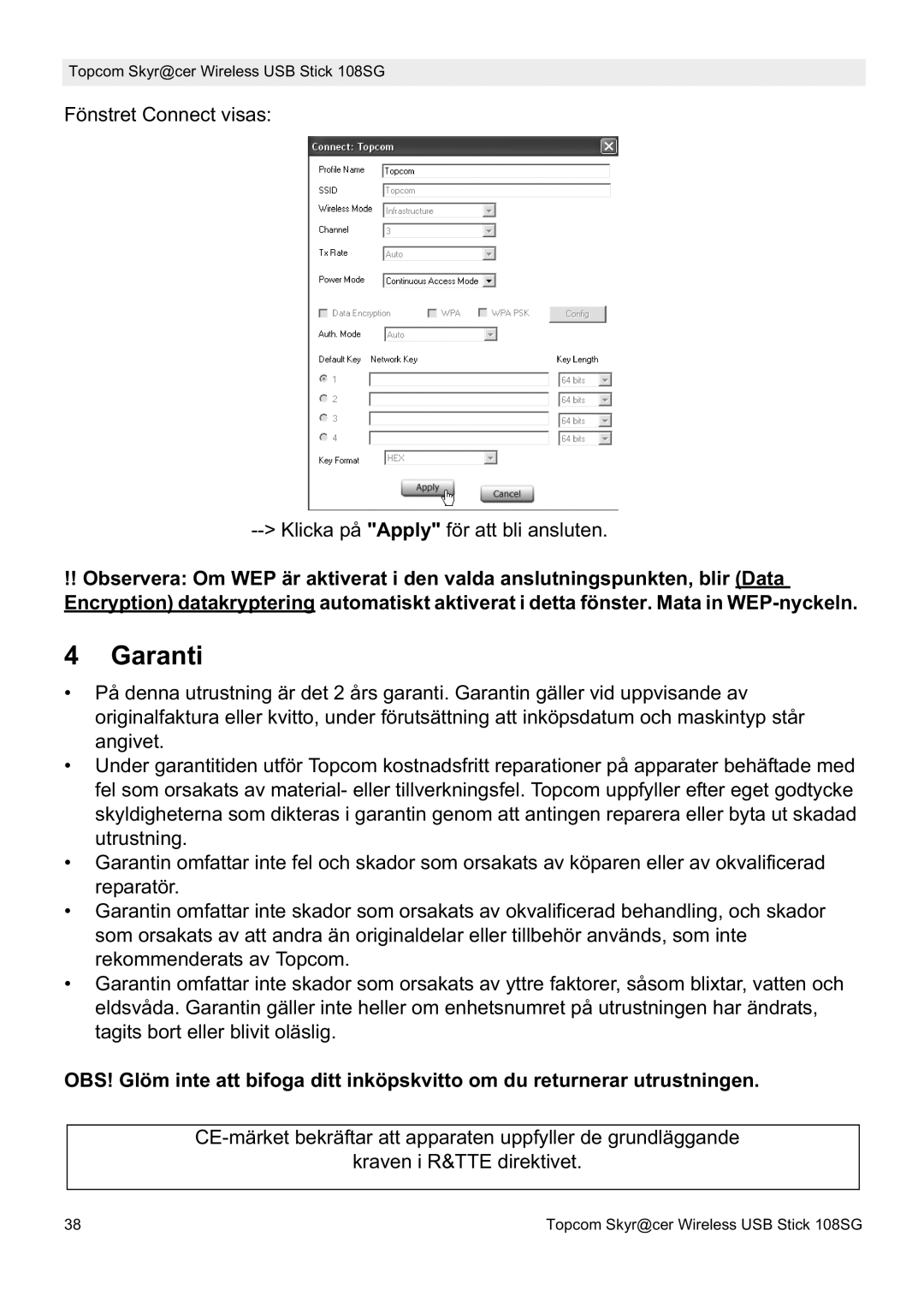 Topcom 8144827 manual do utilizador Garanti 