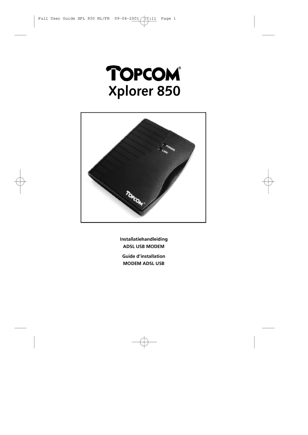 Topcom 850 manual Adsl USB Modem, Modem Adsl USB 