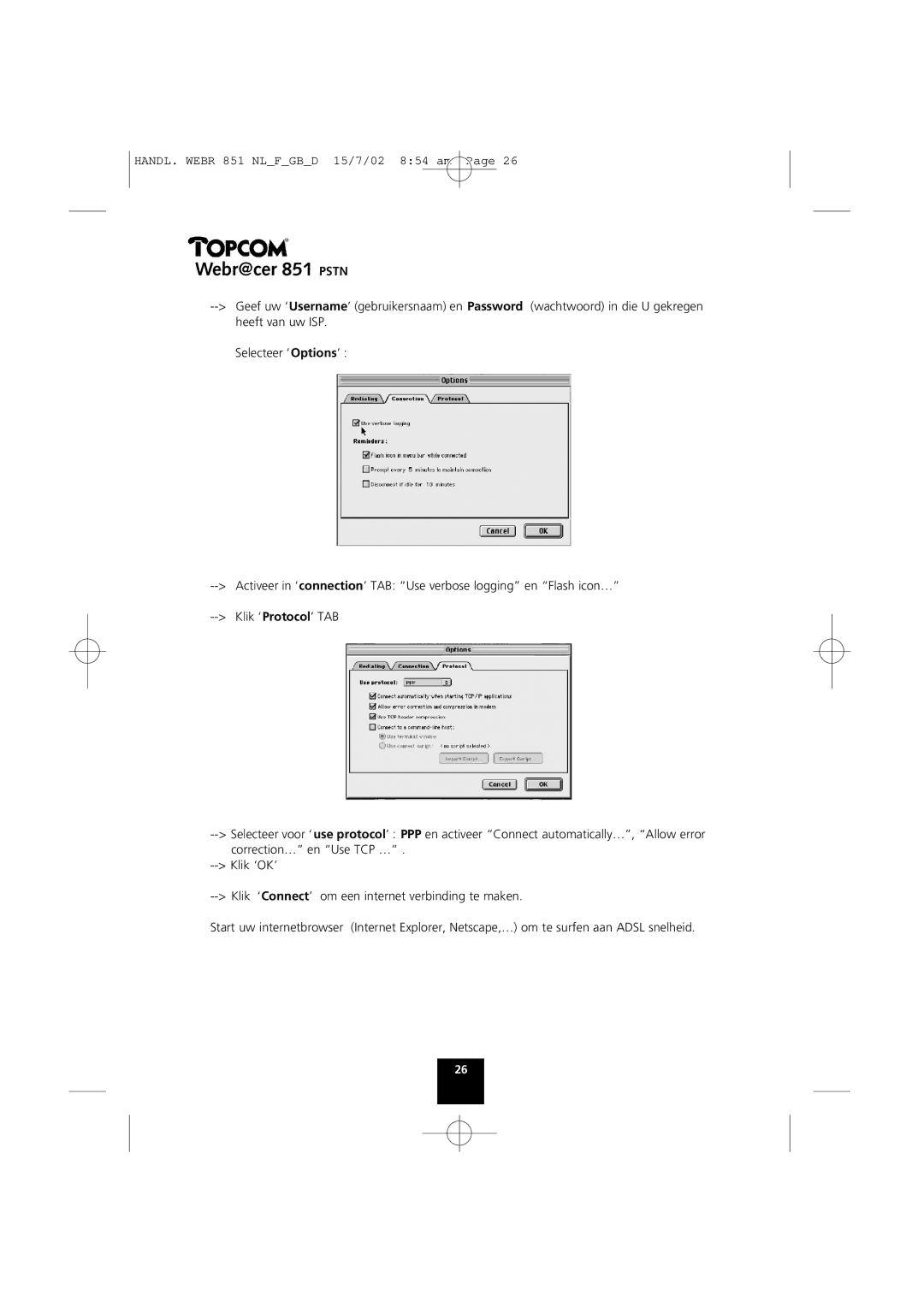 Topcom 851 PSTN manual Webr@cer 851 Pstn 