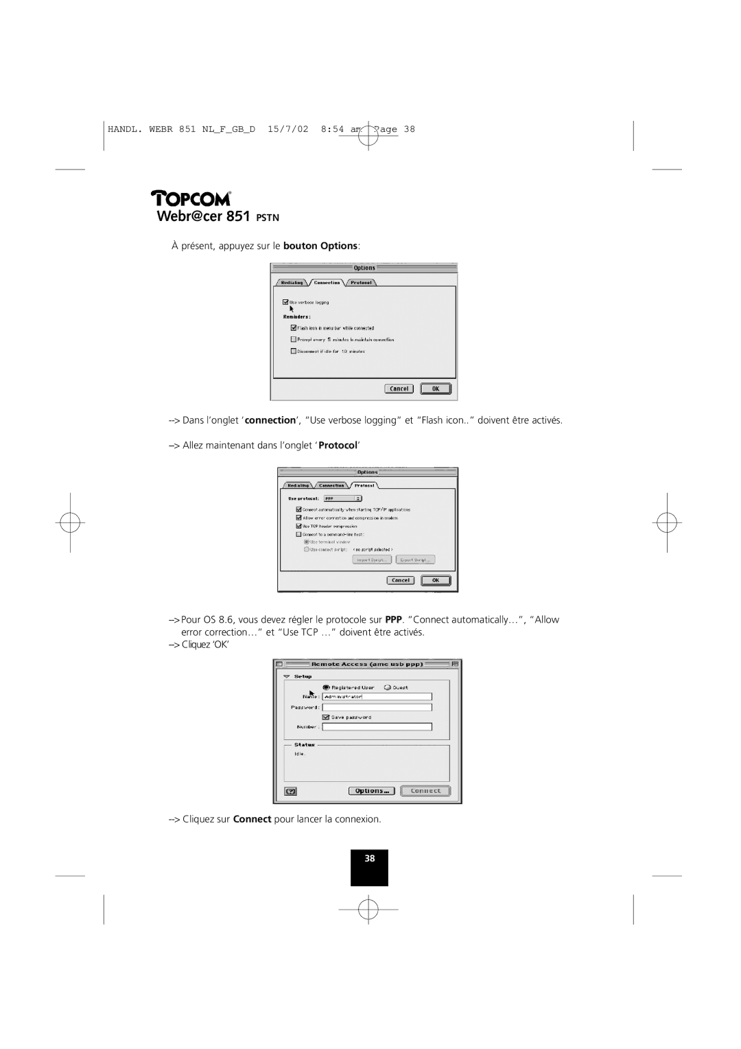 Topcom 851 PSTN manual Webr@cer 851 Pstn 