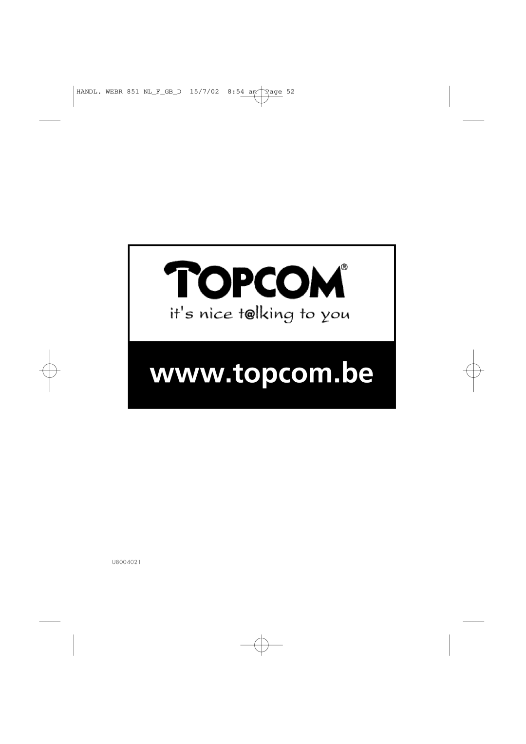 Topcom 851 PSTN manual U8004021 