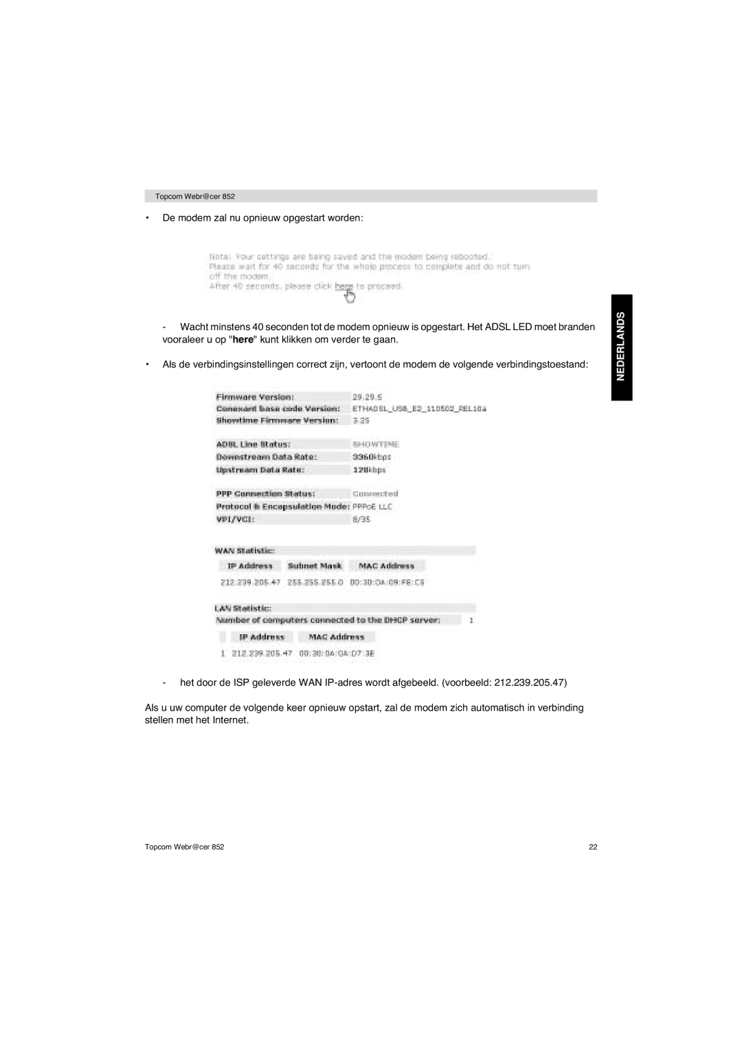 Topcom 852 PSTN manual Nederlands 