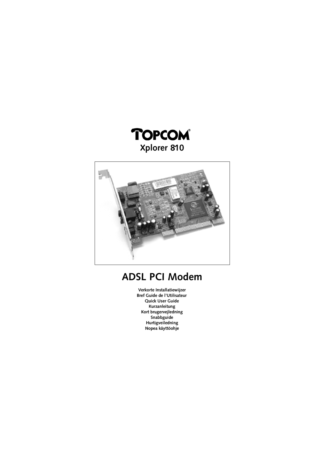 Topcom 874A manual Adsl PCI Modem 