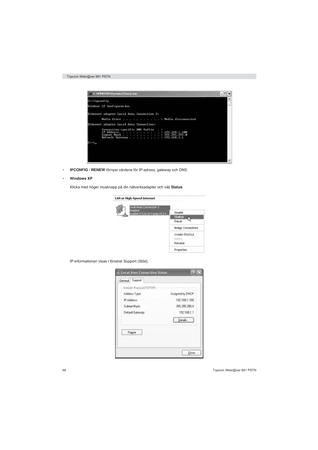 Topcom 881 PSTN manual do utilizador Windows XP 