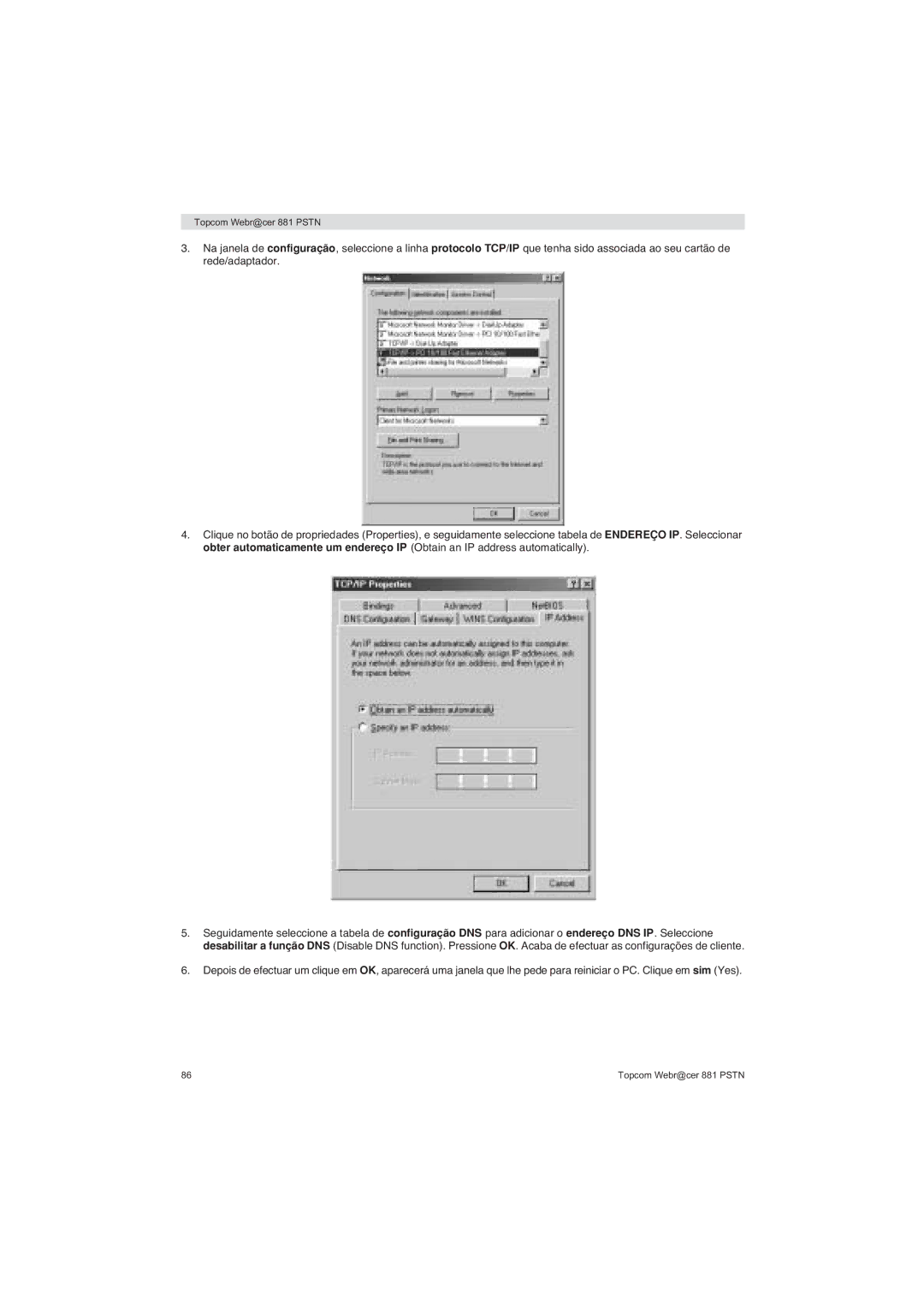 Topcom 881 PSTN manual do utilizador Topcom Webr@cer 881 Pstn 