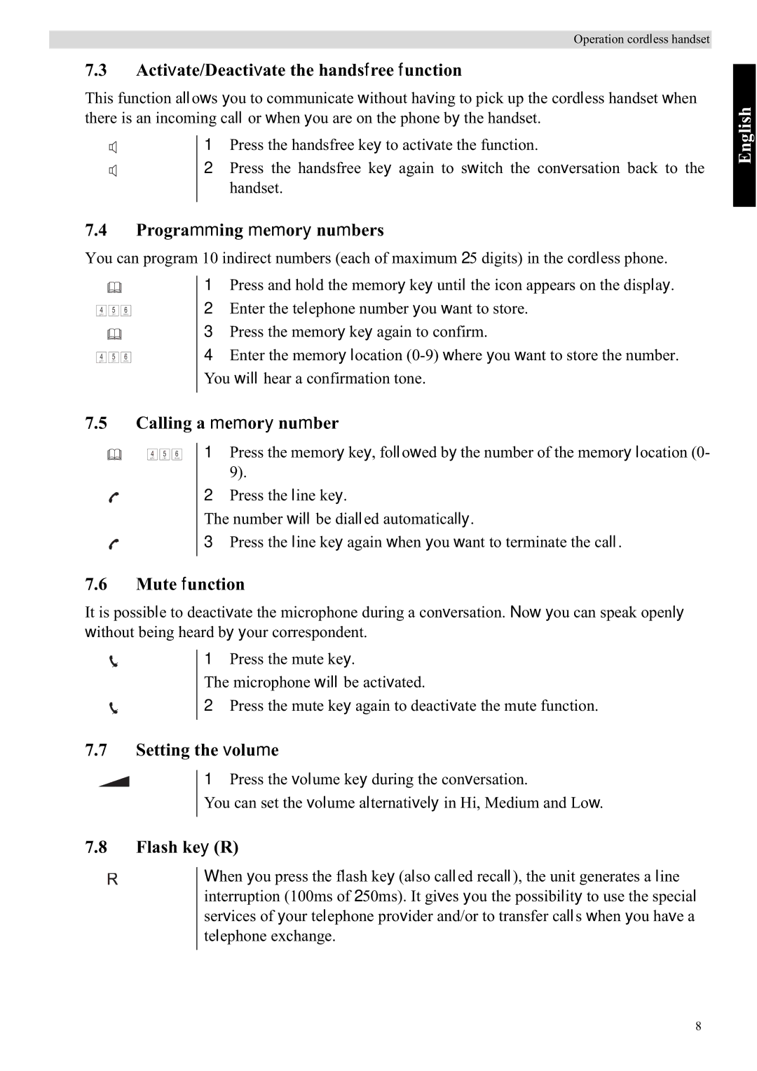 Topcom 900 manual Setting the volume, Flash key R 