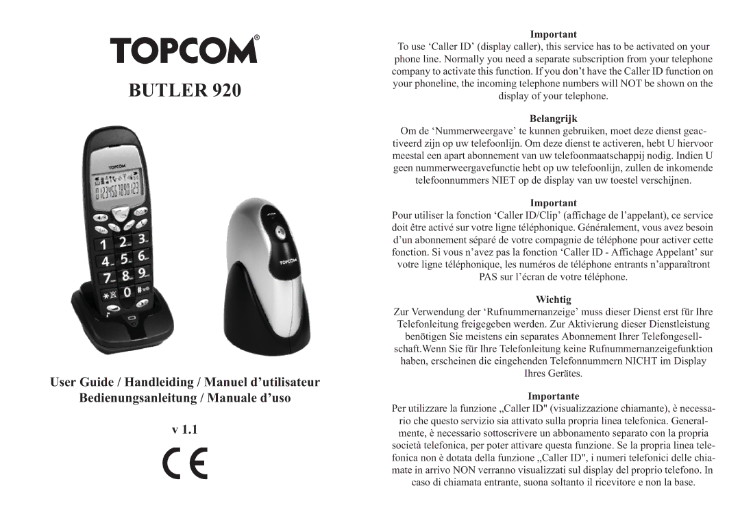 Topcom 920 manual Butler 