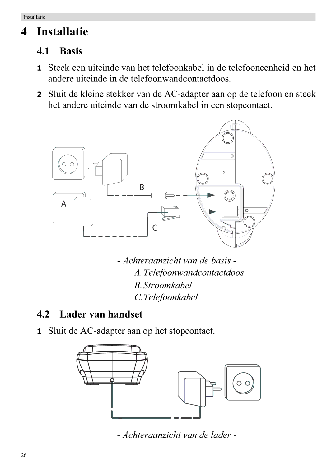 Topcom 920 manual Installatie, Lader van handset 