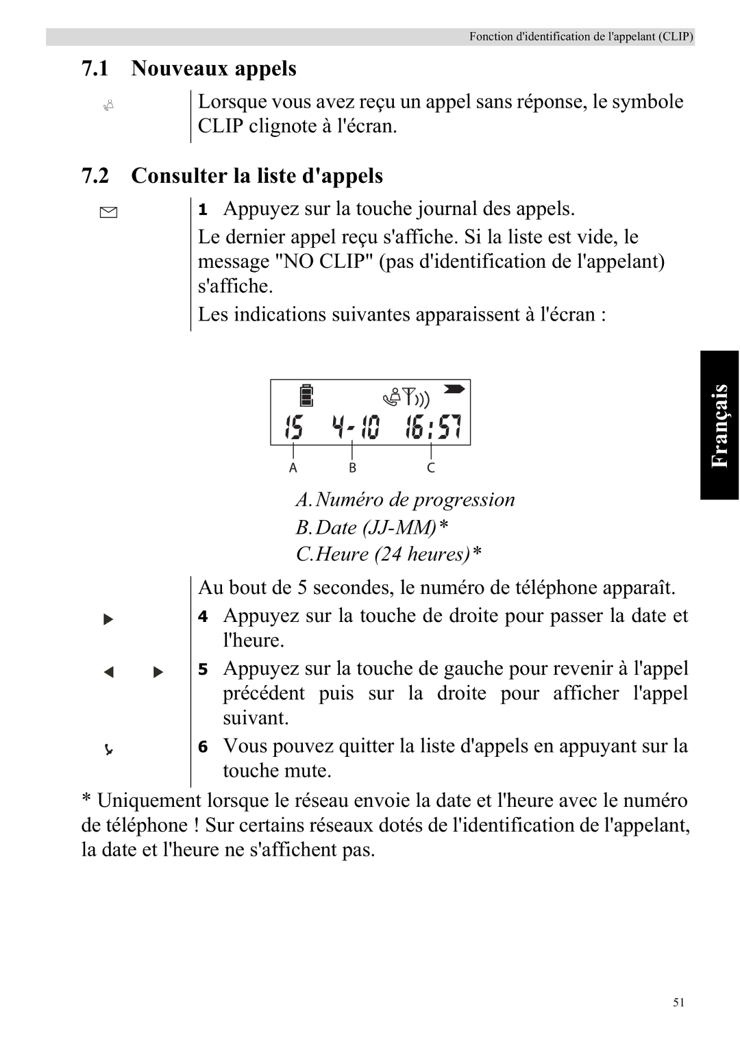 Topcom 920 manual Nouveaux appels, Consulter la liste dappels 