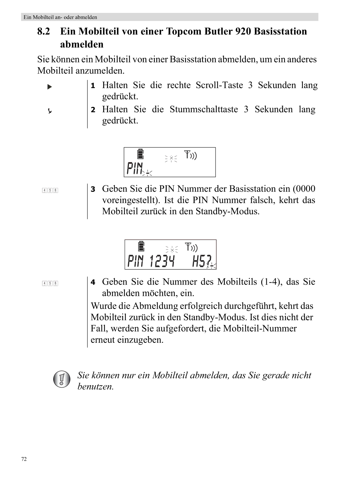 Topcom 920 manual Pin 