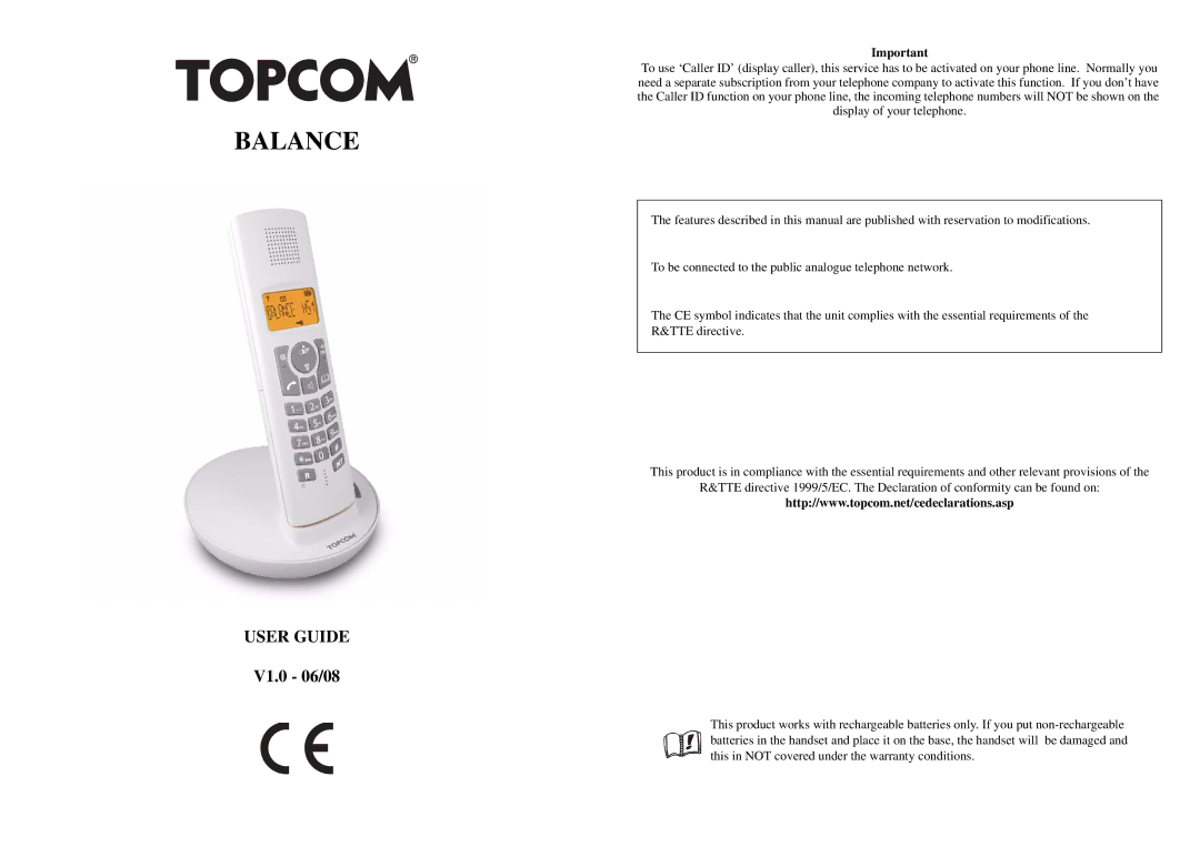 Topcom Balance warranty V1.0 06/08 