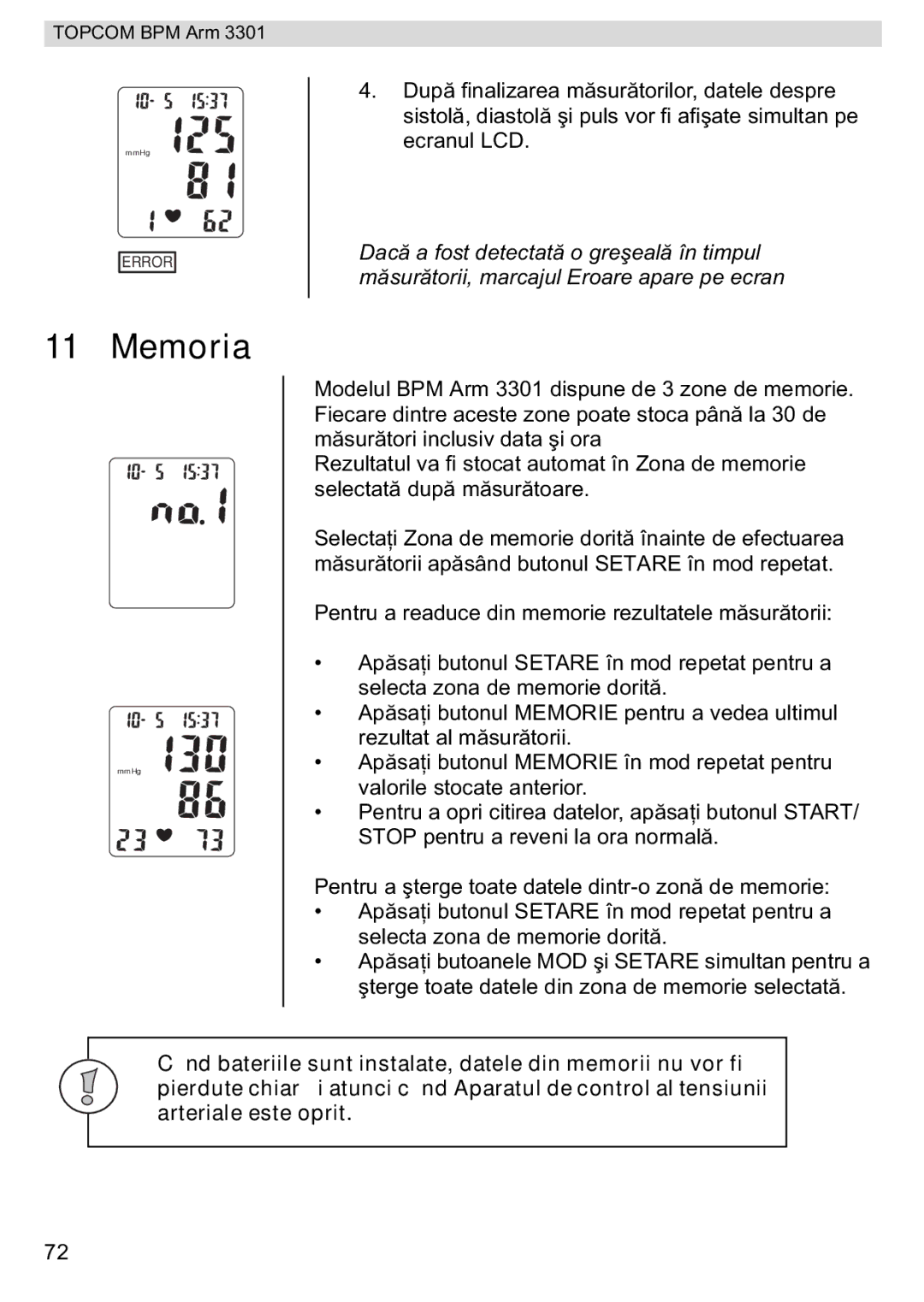 Topcom BPM ARM 3301 manual do utilizador Memoria 