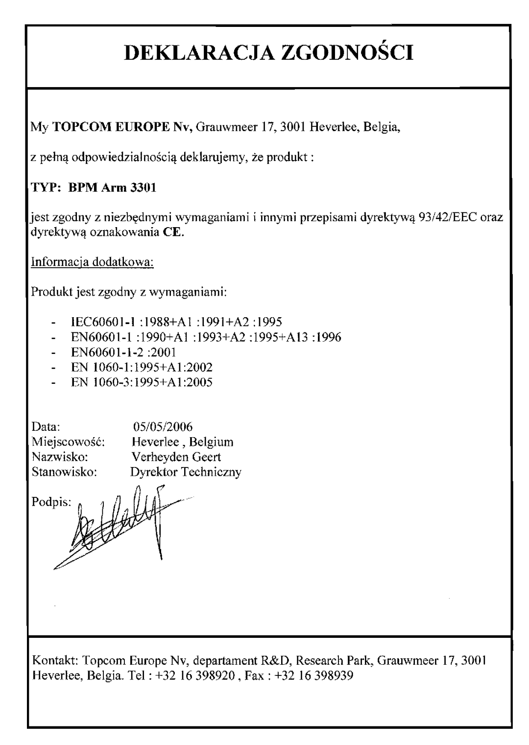 Topcom BPM ARM 3301 manual do utilizador 