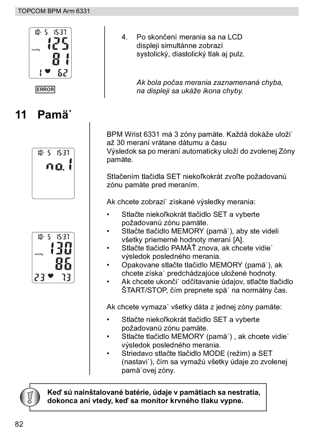 Topcom BPM ARM 6331 manual do utilizador 11 Pamä 