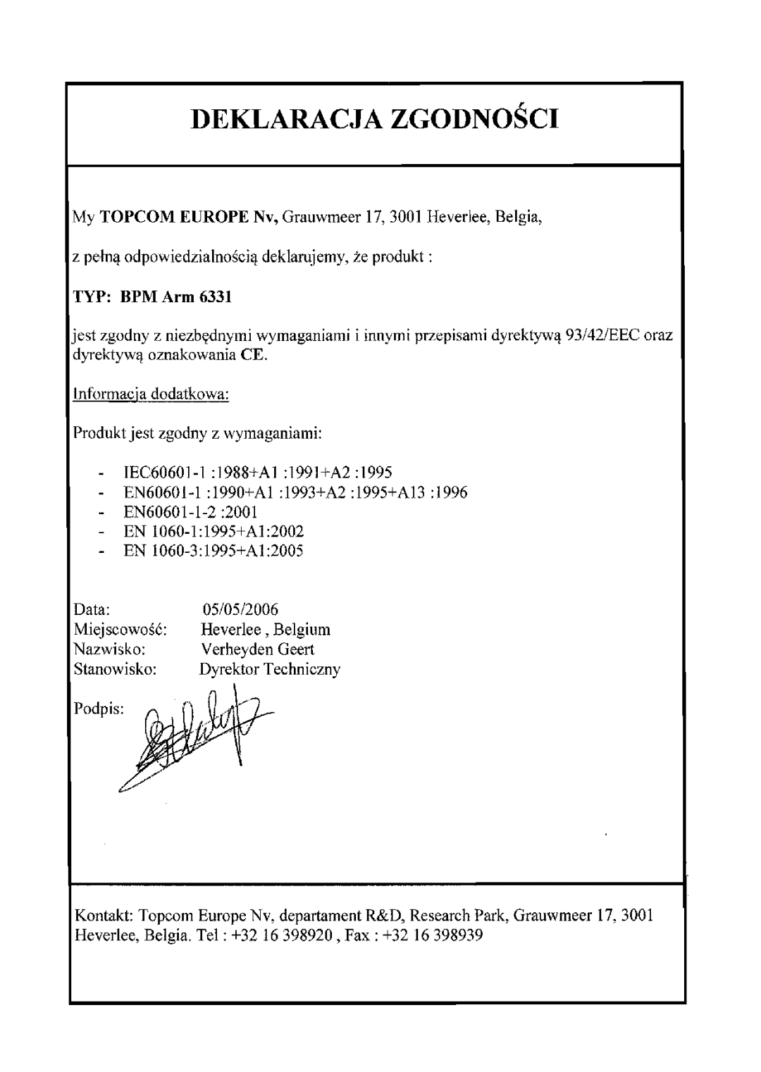 Topcom BPM ARM 6331 manual do utilizador 