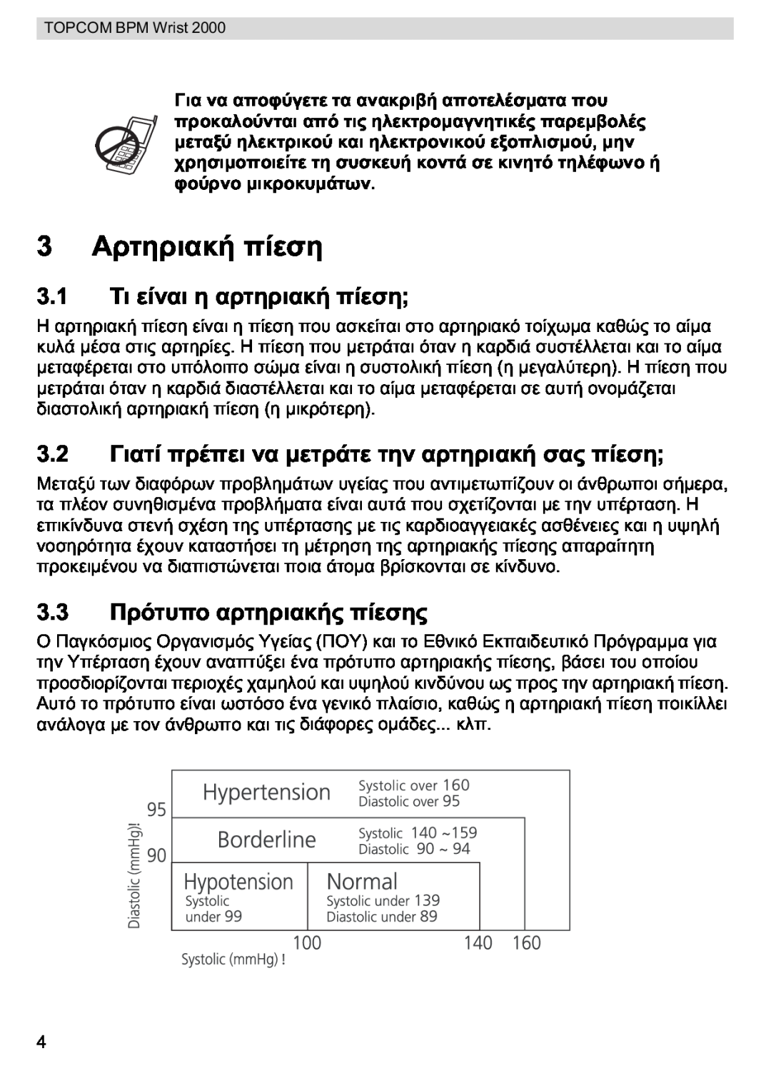 Topcom BPM WRIST 2000 manual 3.2 3.3, TOPCOM BPM Wrist 
