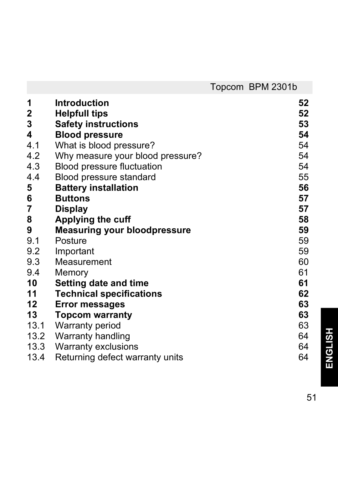 Topcom BPM WRIST 2301B manual English 