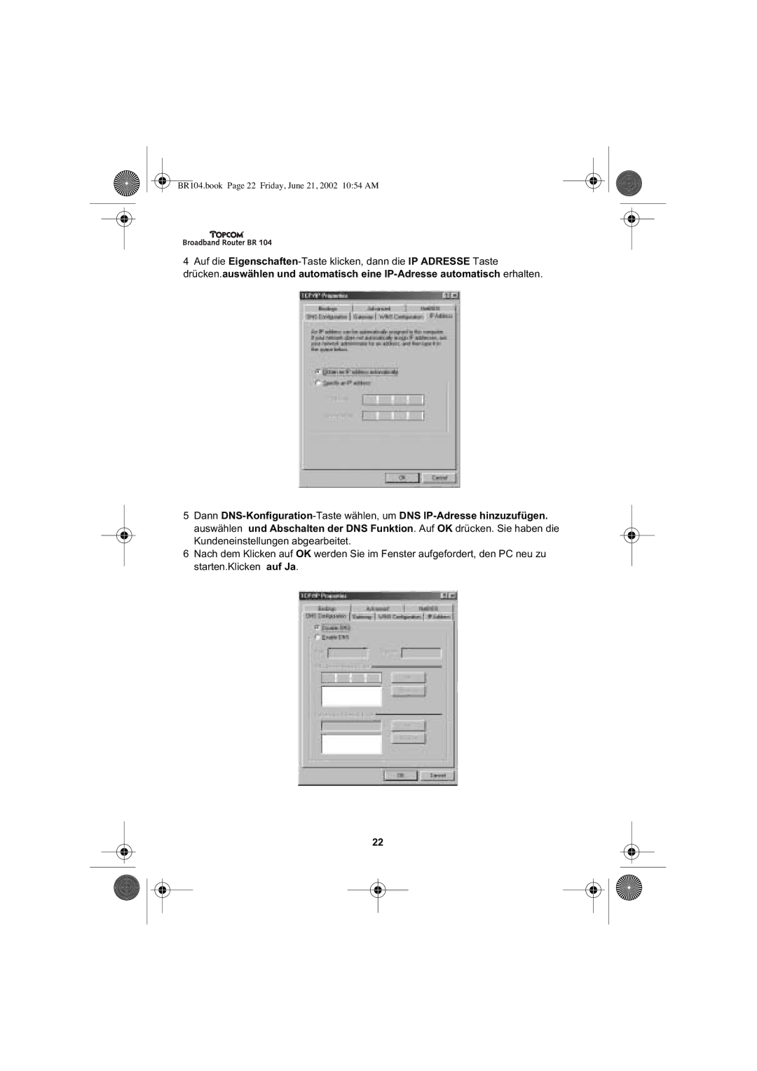 Topcom BR 104 manual BR104.book Page 22 Friday, June 21, 2002 1054 AM 