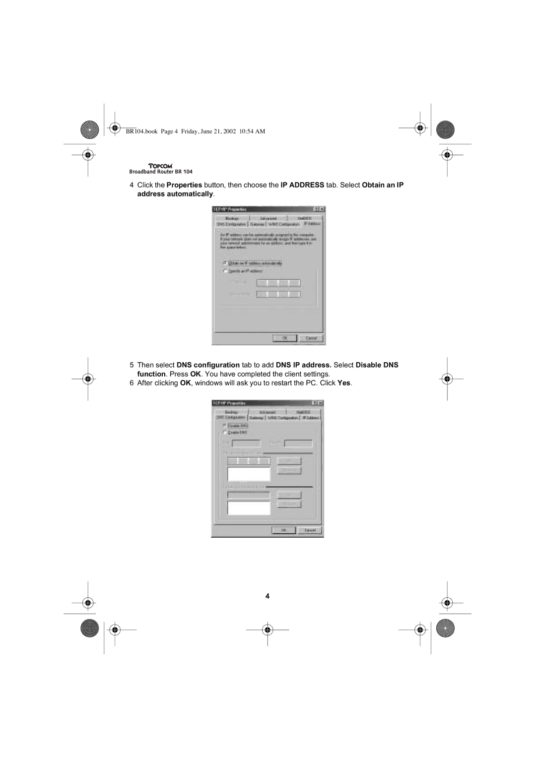 Topcom BR 104 manual BR104.book Page 4 Friday, June 21, 2002 1054 AM 