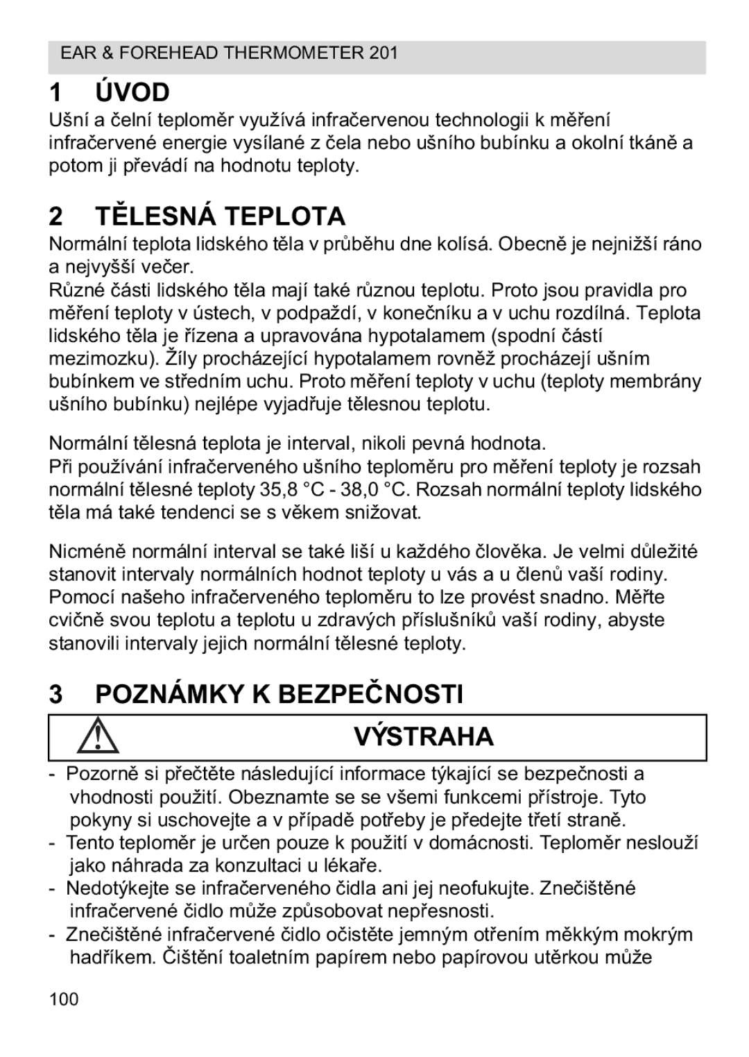 Topcom CE0123 manual do utilizador Úvod, Teplota, Poznámky K Bezpenosti Výstraha 