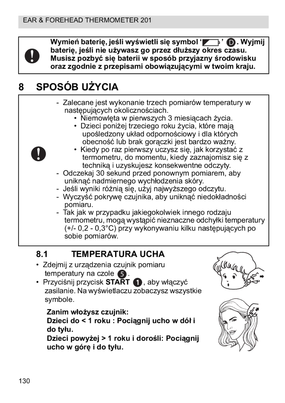 Topcom CE0123 manual do utilizador Sposób U, Temperatura Ucha 