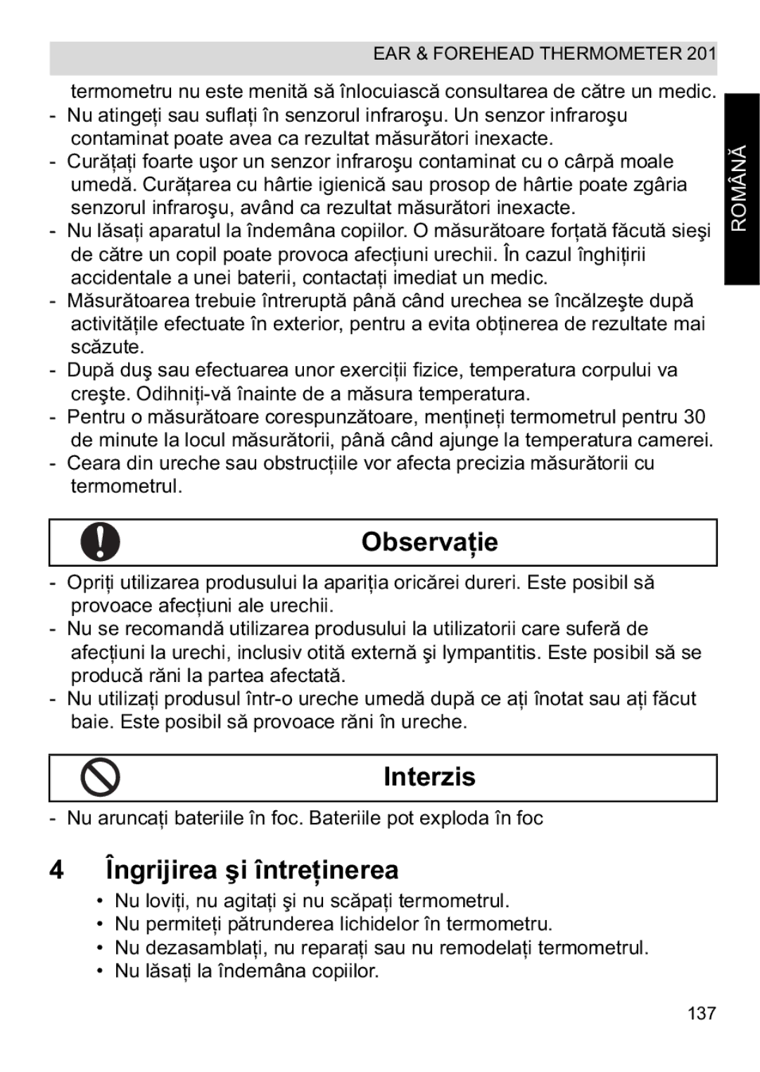 Topcom CE0123 manual do utilizador Observa, Român 