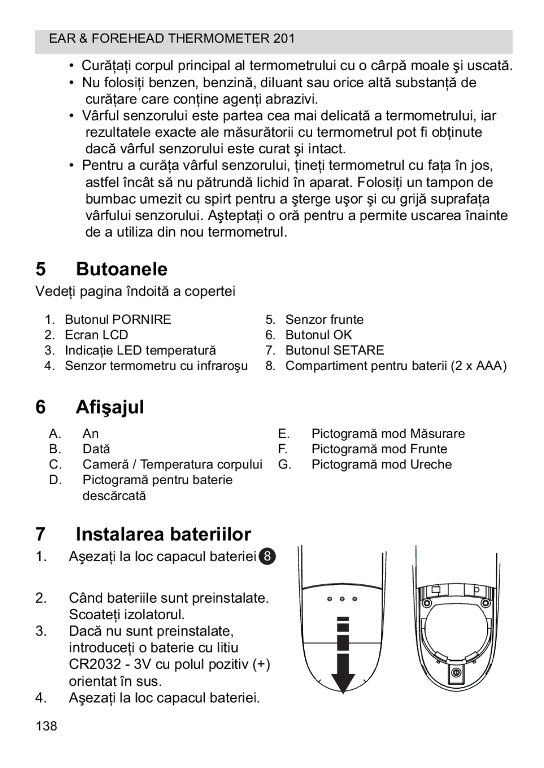 Topcom CE0123 manual do utilizador Butoanele 