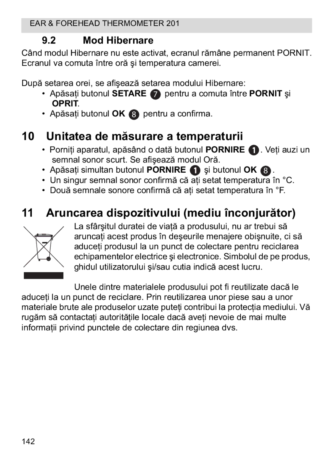 Topcom CE0123 manual do utilizador Unitatea de mrare a temperaturii 