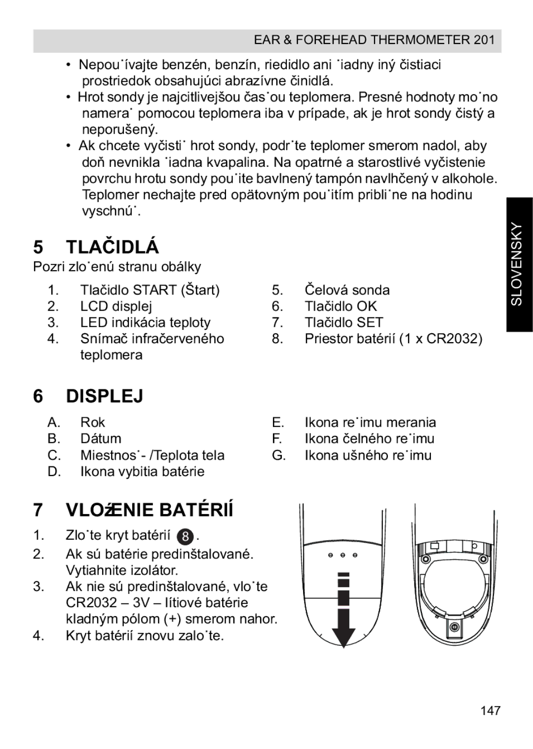 Topcom CE0123 manual do utilizador Tladlá, Vloenie Batérií 