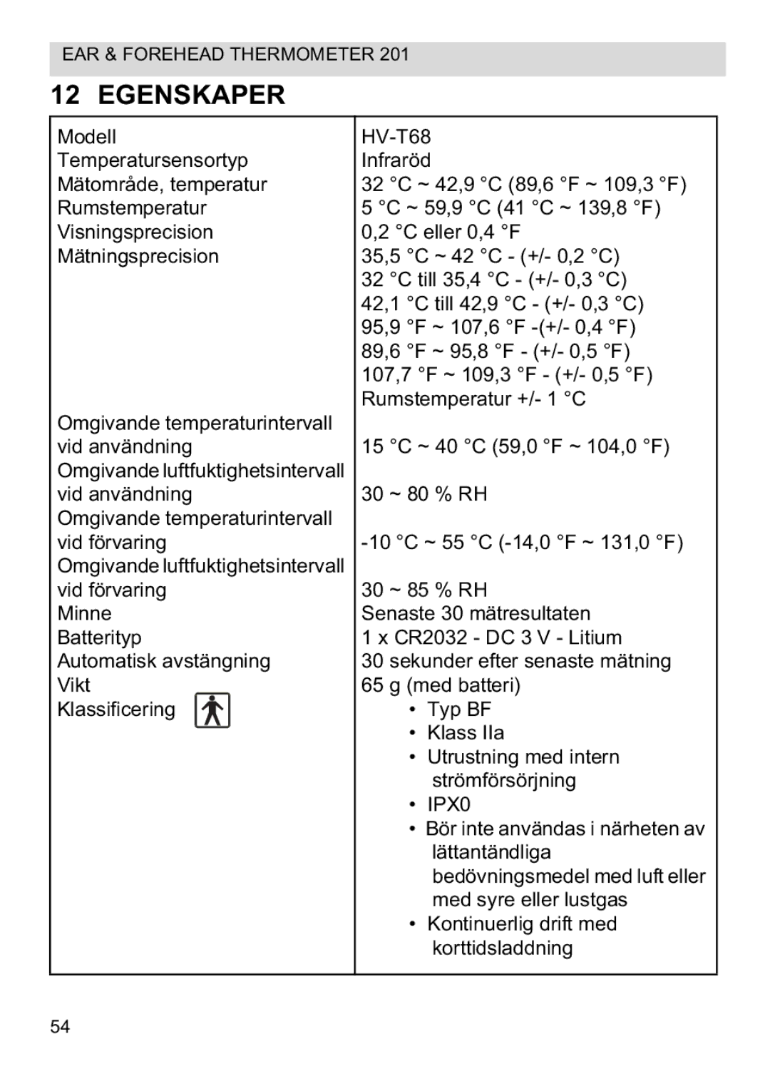 Topcom CE0123 manual do utilizador Egenskaper 