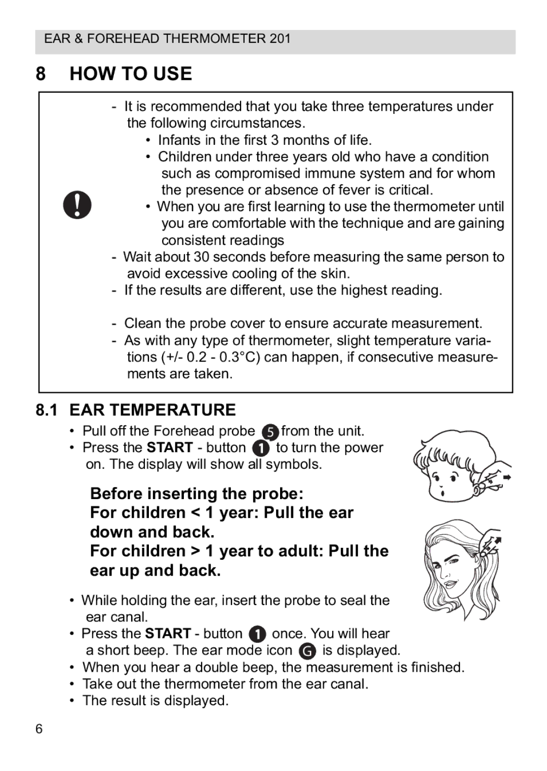 Topcom CE0123 manual do utilizador HOW to USE, EAR Temperature 