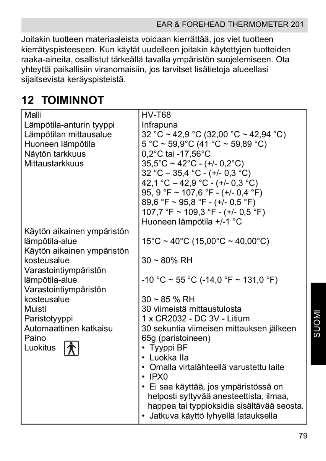 Topcom CE0123 manual do utilizador Toiminnot 