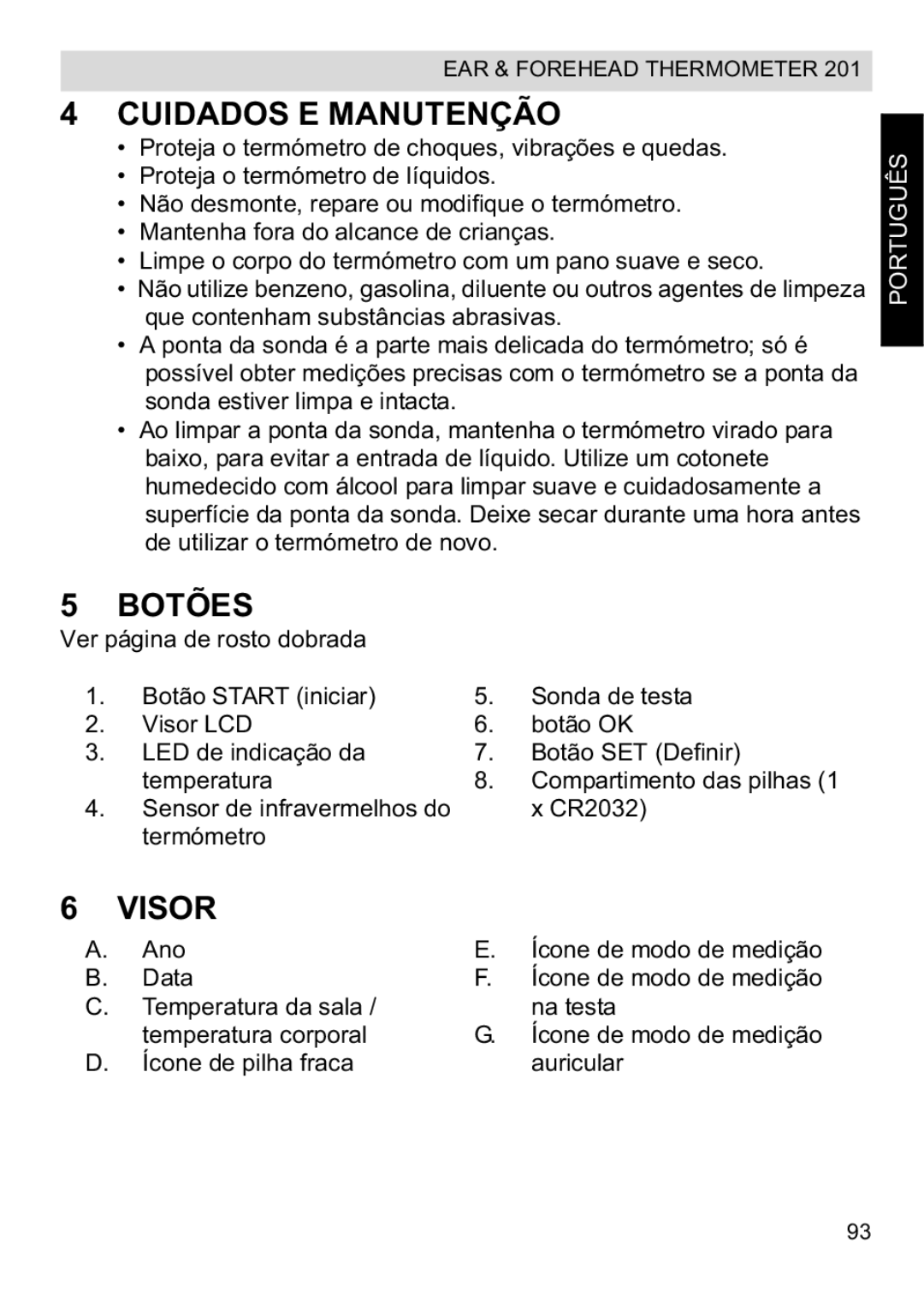 Topcom CE0123 manual do utilizador Cuidados E Manutenção, Botões, Visor 