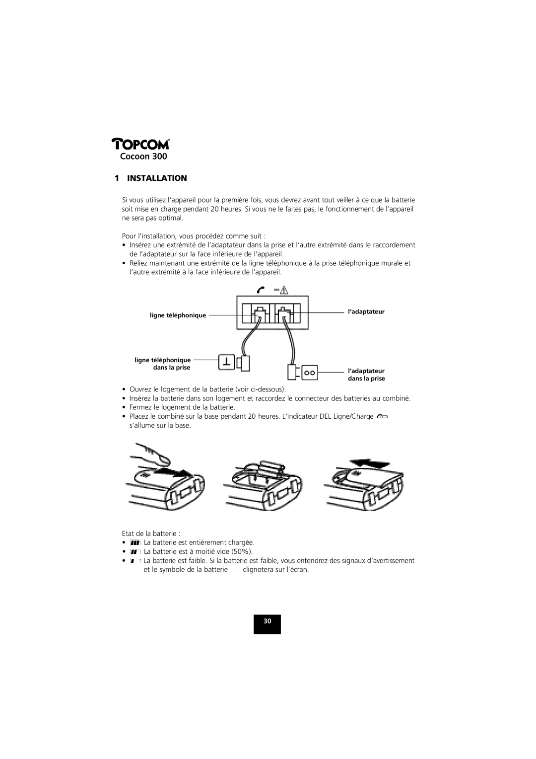 Topcom COCOON 300 manual Installation 