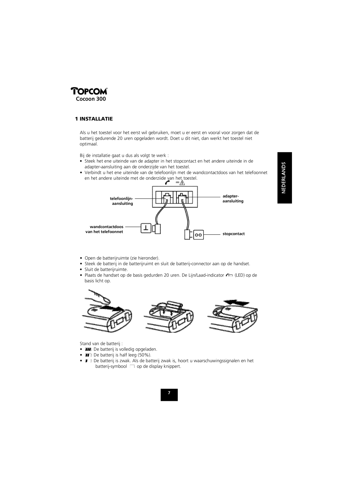 Topcom COCOON 300 manual Installatie 