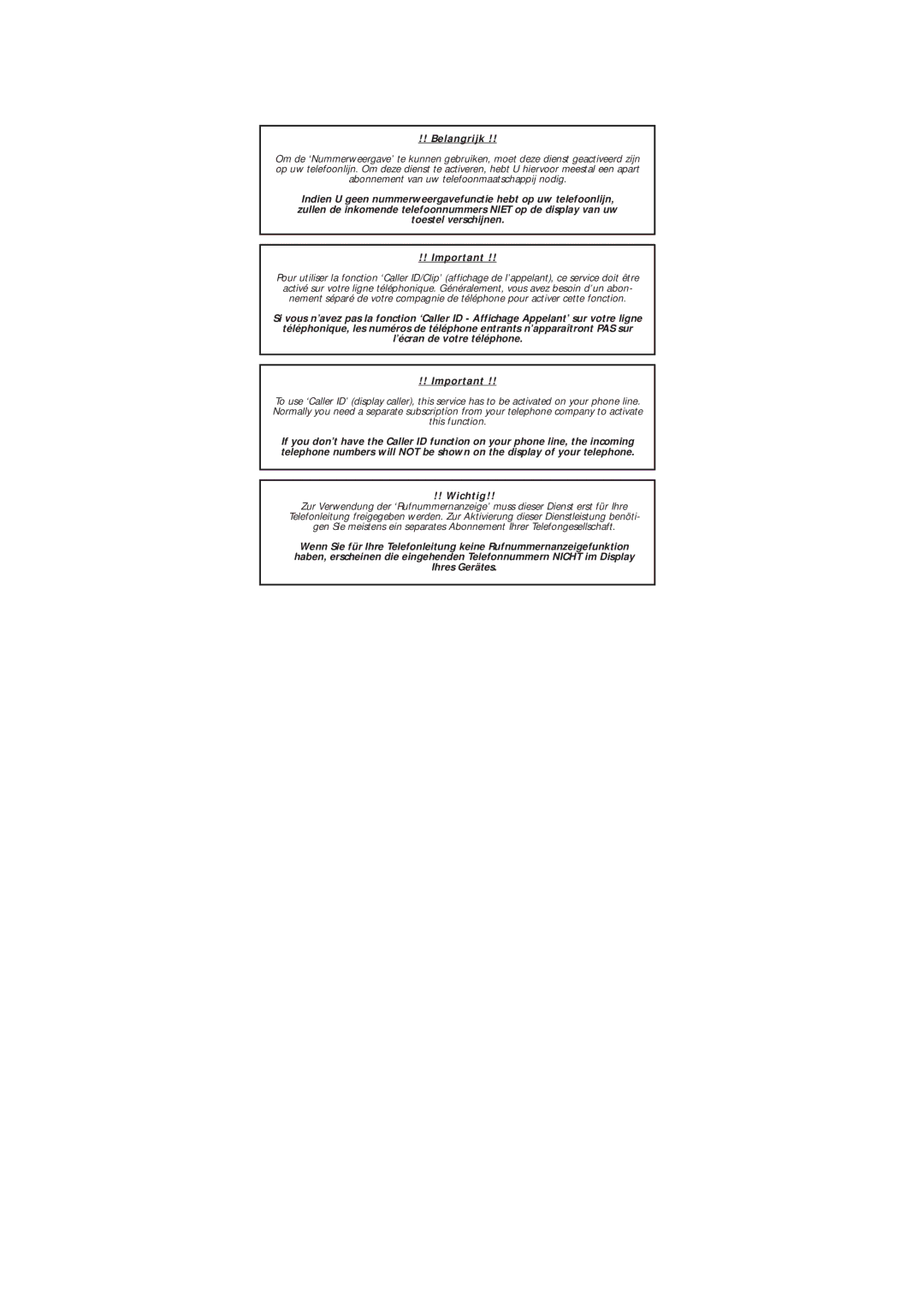 Topcom COCOON 400 user manual Belangrijk 