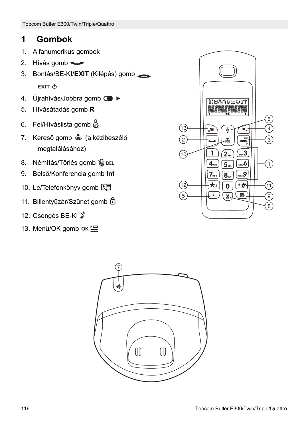 Topcom E300 manual do utilizador Gombok 