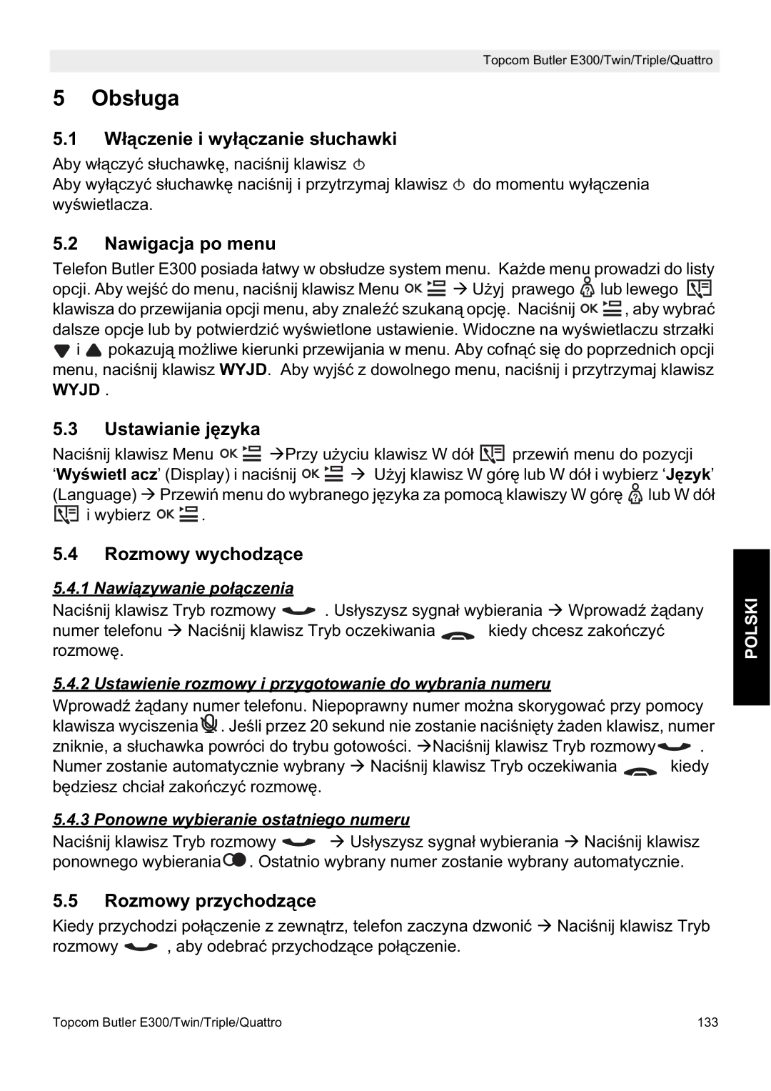 Topcom E300 manual do utilizador Obsáuga 