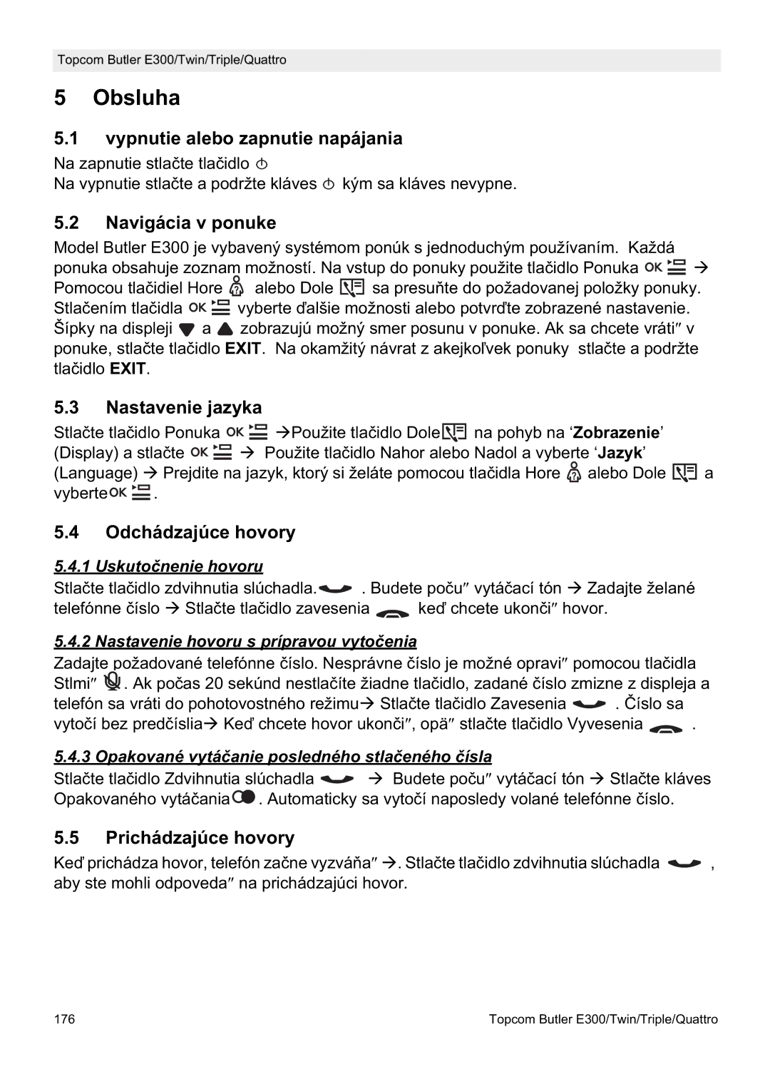 Topcom E300 manual do utilizador Obsluha 