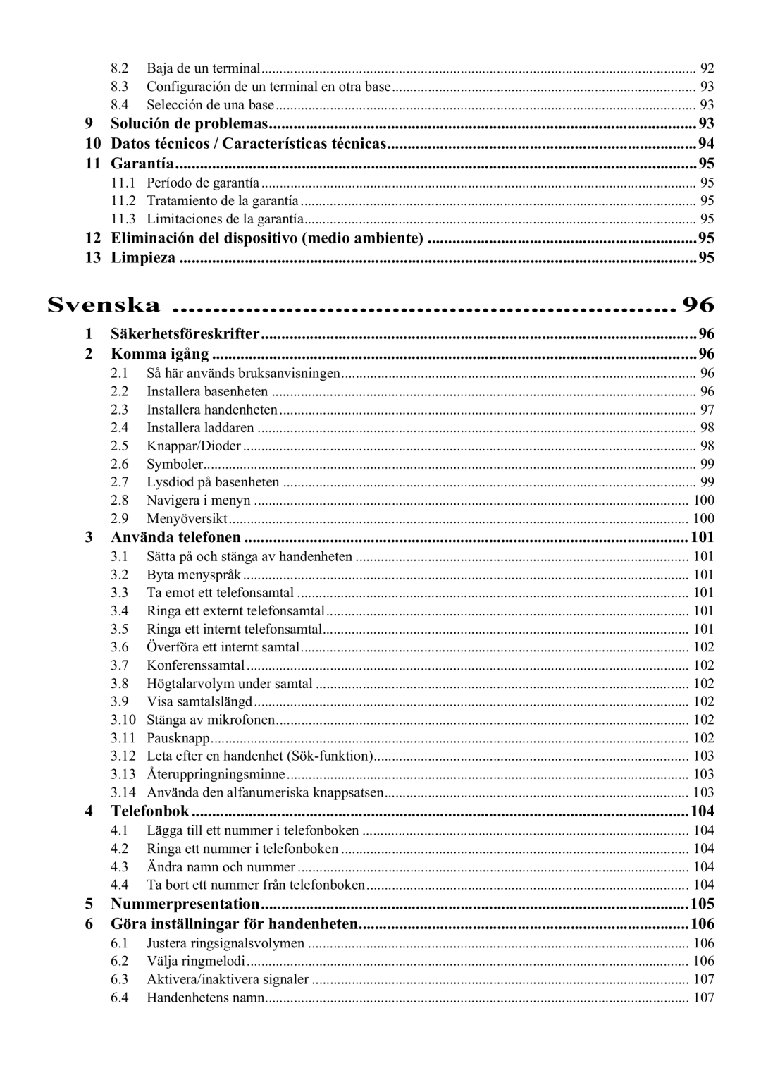 Topcom E400 manual Svenska 