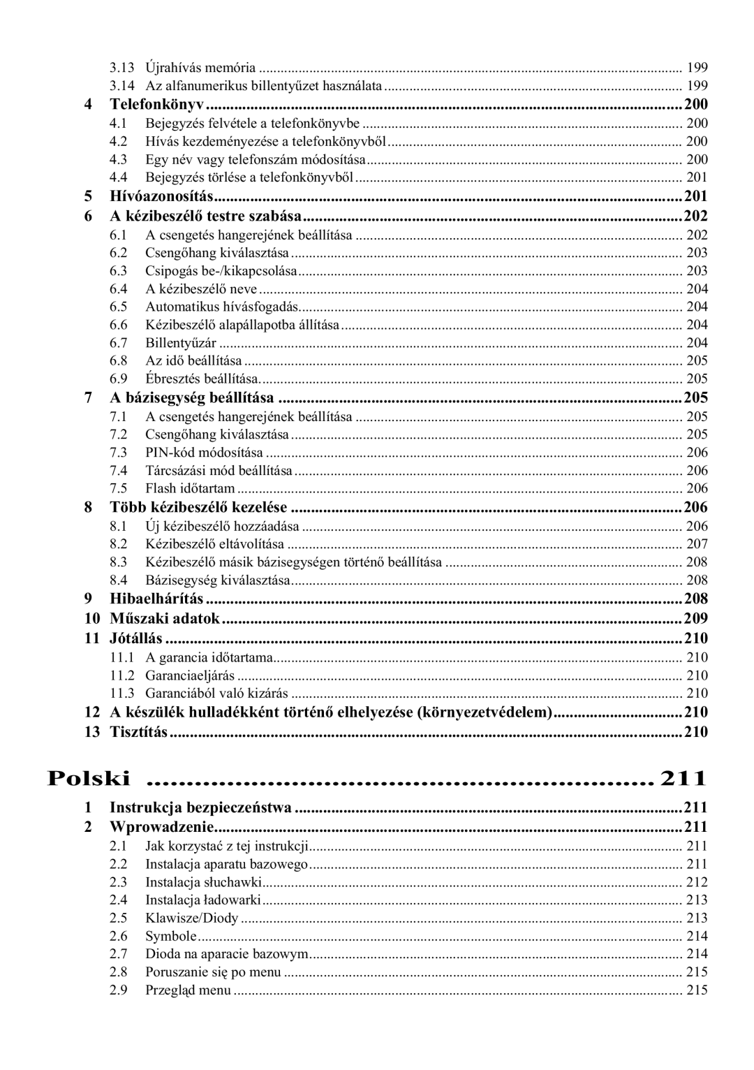 Topcom E400 manual Polski 211 